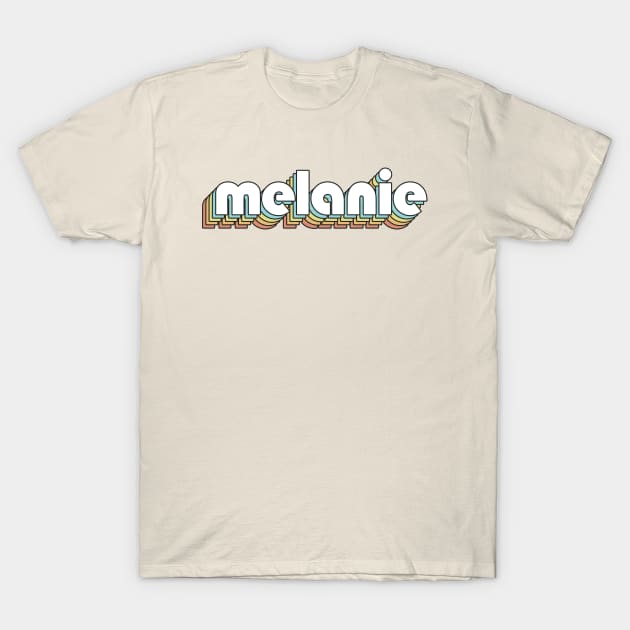Melanie - Retro Rainbow Typography Faded Style T-Shirt by Paxnotods